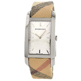 Burberry The Pioneer Silver Dial Haymarket Beige Leather Strap Watch for Women - BU9406 Buy Now By Burberry