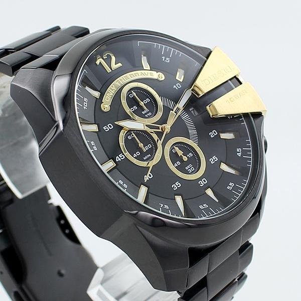 Diesel Mega Chief Chronograph Black Dial Black Steel Strap Watch For Men - DZ4338 Buy Now By Diesel