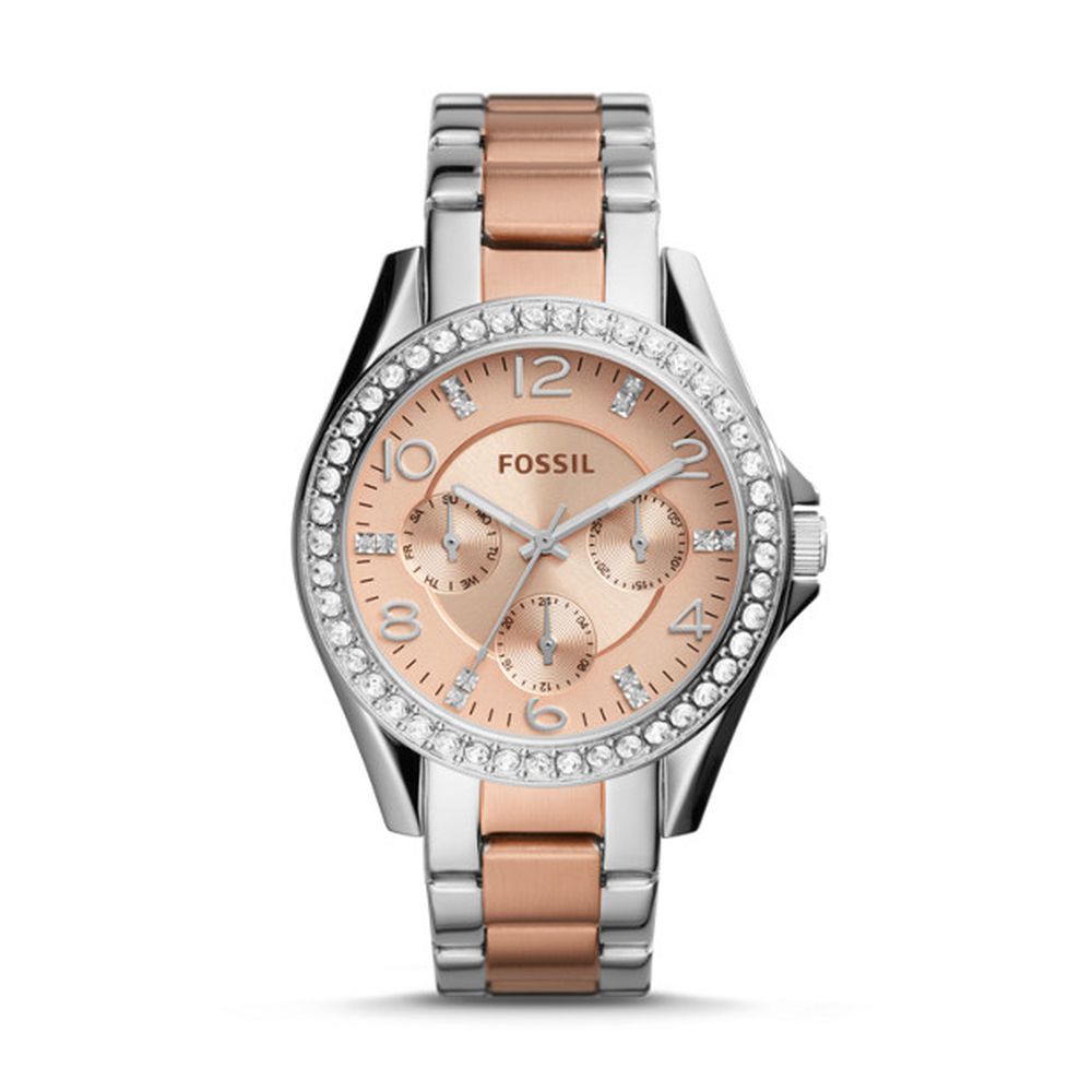 Fossil Riley Multifunction Rose Gold Dial Two Tone Steel Strap Watch for Women - ES4145 Buy Now By Fossil