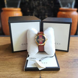 Gucci G Timeless Quartz Green & Red Dial Brown Leather Strap Watch For Men - YA126451 Buy Now By Gucci