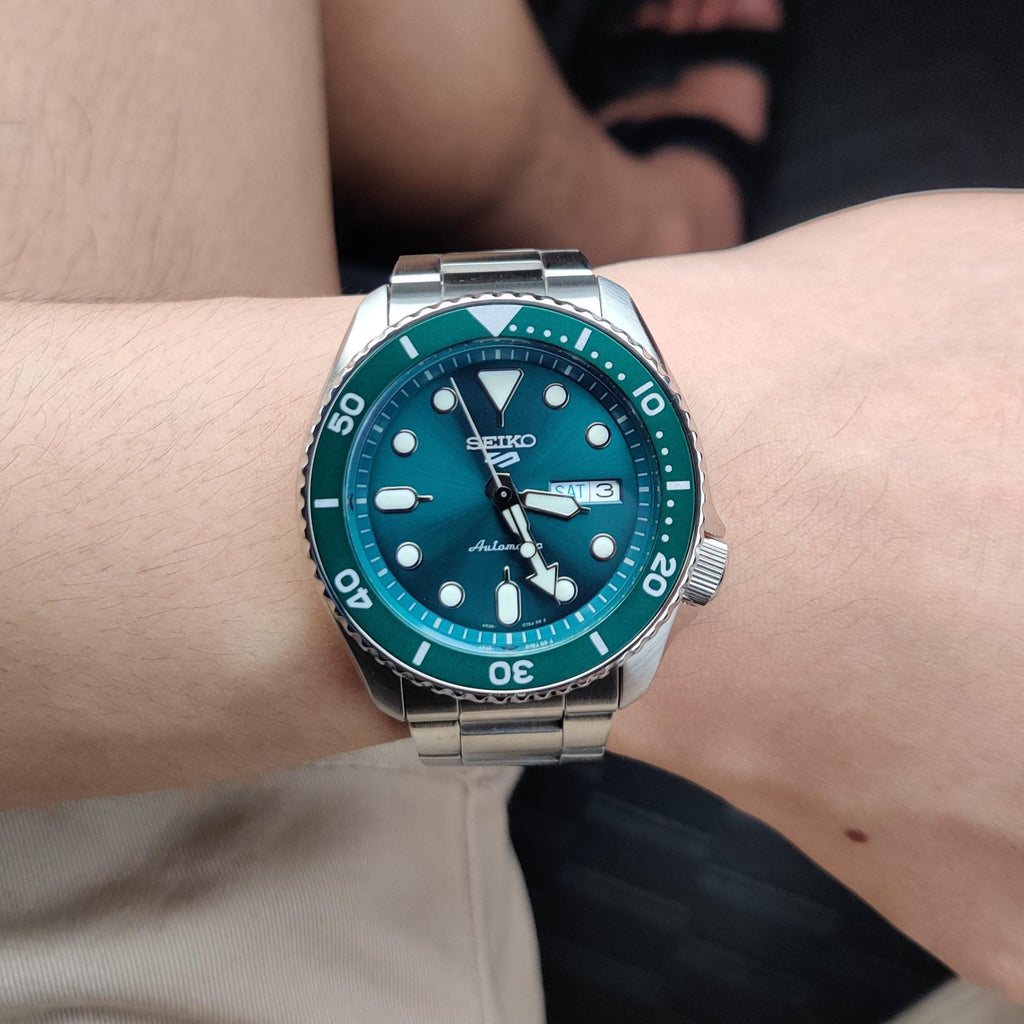 Seiko 5 Sports Automatic Green Dial Silver Steel Strap Watch For Men - SRPD61K1 Buy Now By Seiko