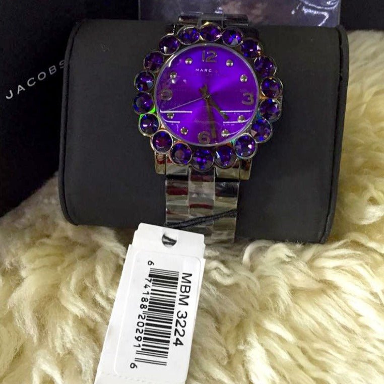 Marc Jacobs Amy Purple Dial Black Steel Strap Watch for Women - MBM3224 Buy Now By Marc Jacobs