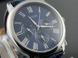 Guess Wafer Chronograph Quartz Blue Dial Blue Leather Strap Watch For Men - W0496G3 Buy Now By Guess