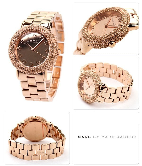 Marc Jacobs Marci Crystals Rose Gold Dial Rose Gold Steel Strap Watch for Women - MBM3192 Buy Now By Marc Jacobs