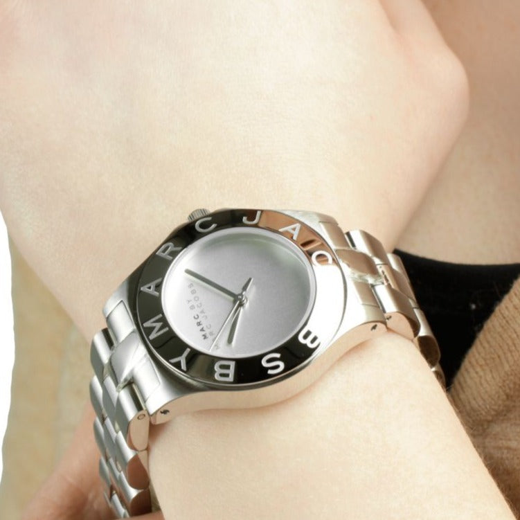 Marc Jacobs Blade Chronograph Silver Dial Silver Steel Strap Watch for Women - MBM3125 Buy Now By Marc Jacobs