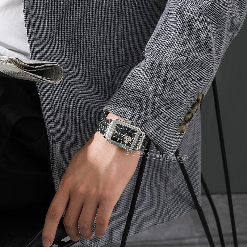 Emporio Armani Diego Automatic Black Dial Silver Steel Strap Watch For Men - AR60057 Buy Now By Emporio Armani