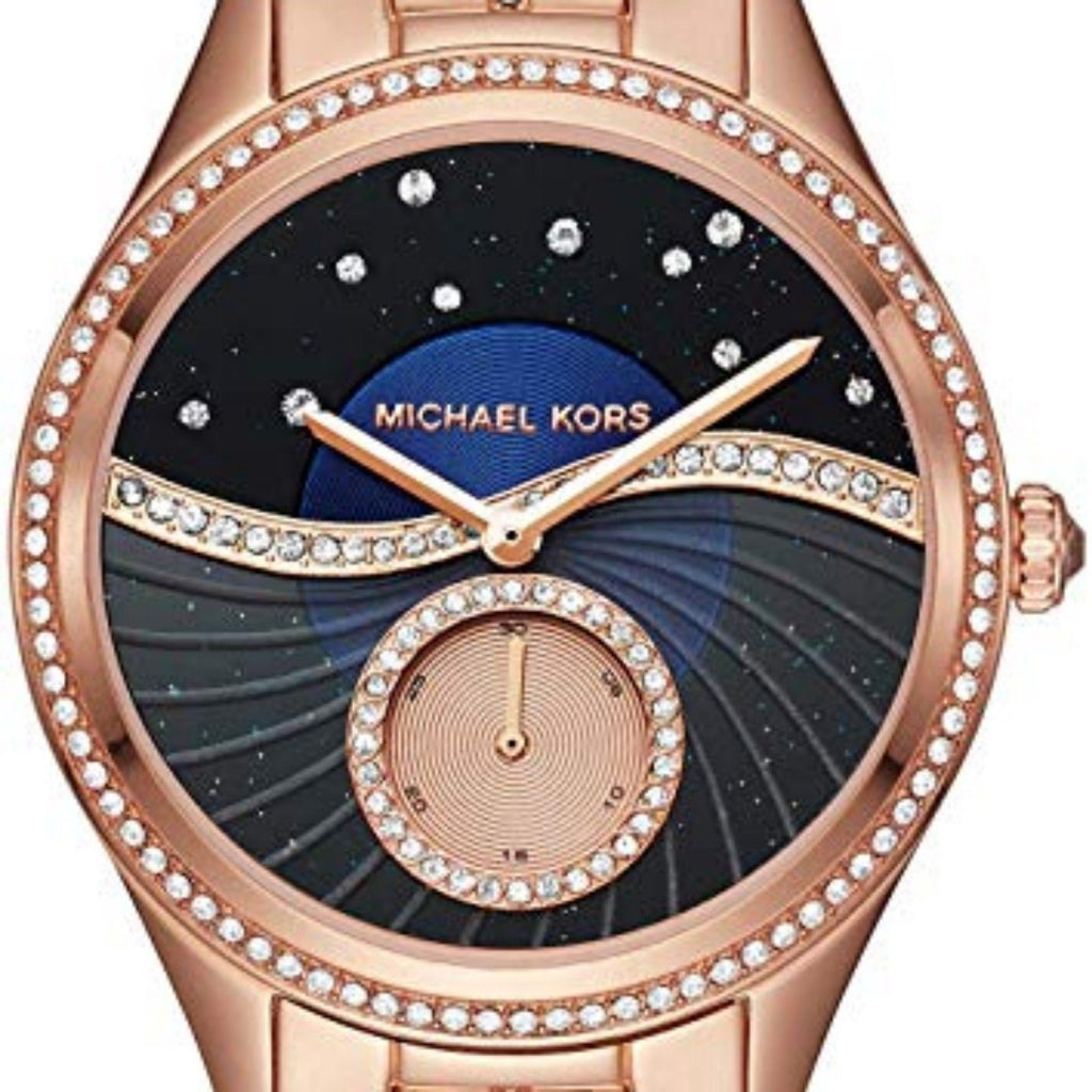 Michael Kors Lauryn Blue Dial Rose Gold Steel Strap Watch for Women - MK3723 Buy Now By Michael Kors