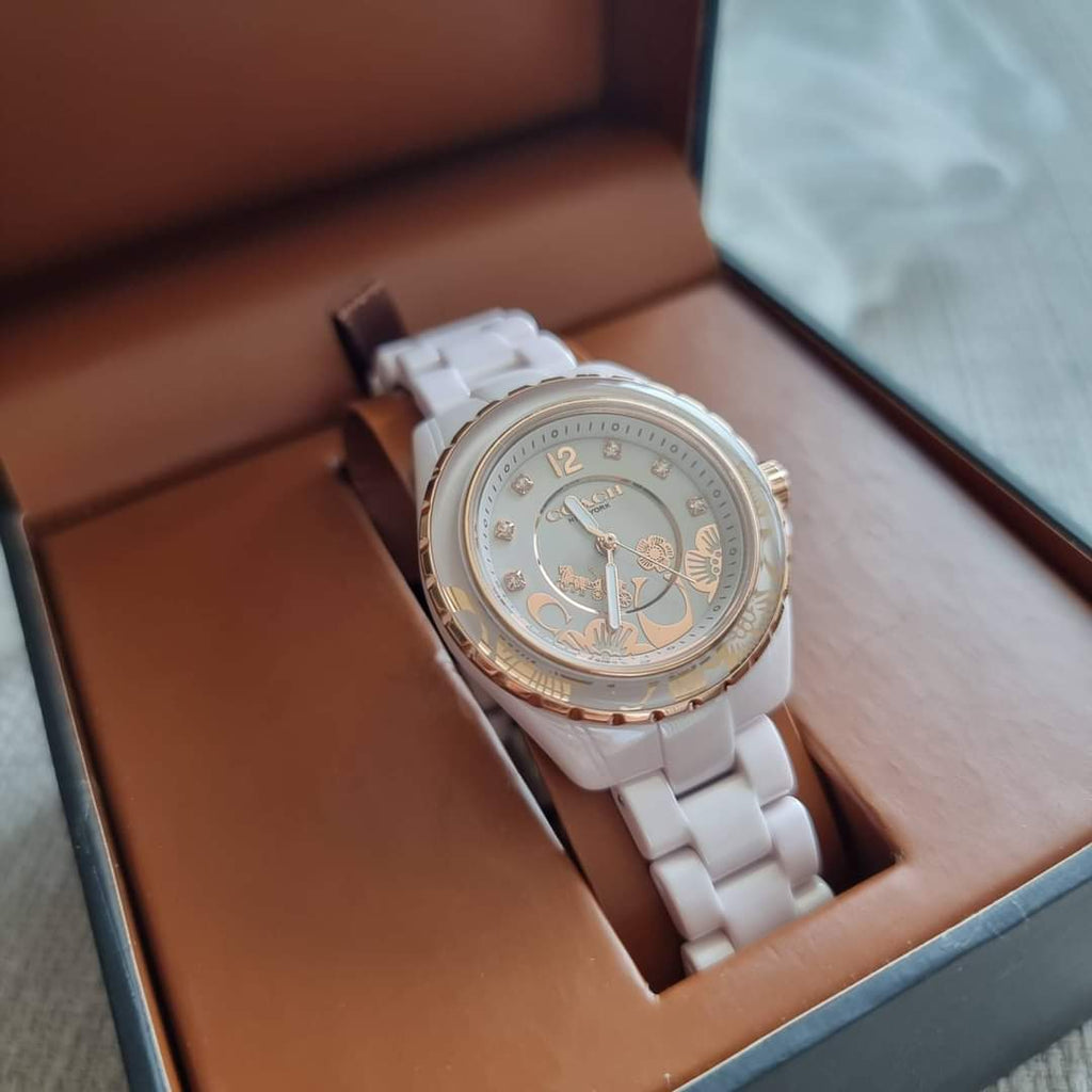 Coach Preston Pink Dial Pink Steel Strap Watch for Women - 14503465 Buy Now By Coach