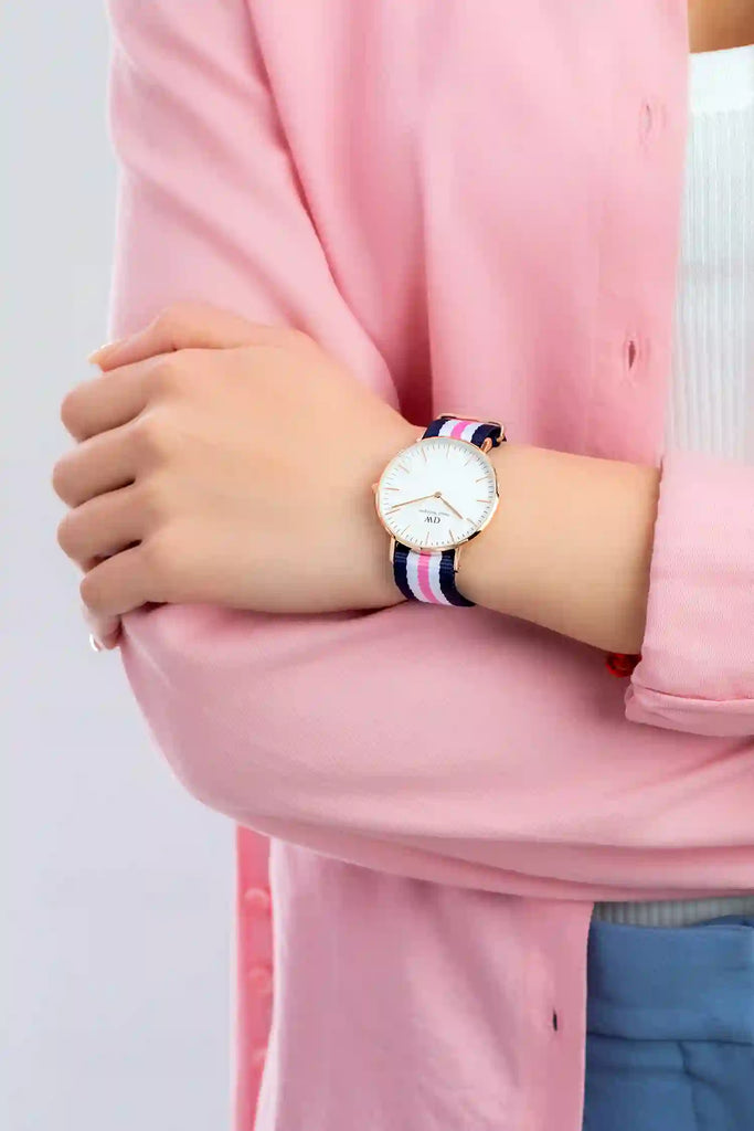 Daniel Wellington Classic South Hampton White Dial Two Tone Nylon Strap Watch For Women - DW00100034 Buy Now By Daniel Wellington