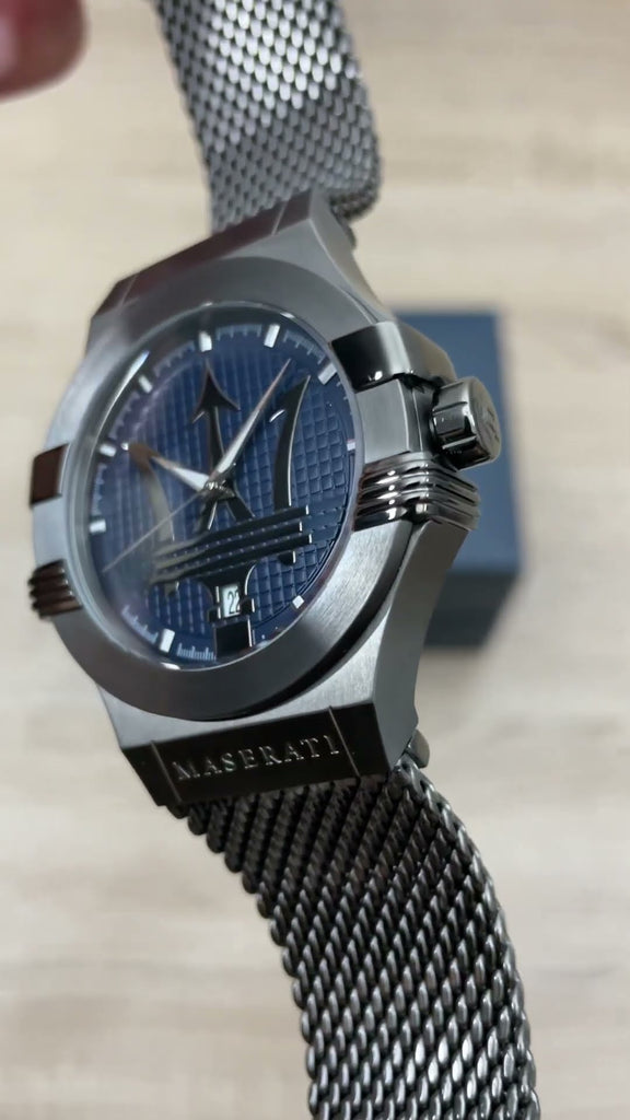Maserati Potenza Quartz Blue Dial Grey Mesh Bracelet Watch For Men - R8853108005 Buy Now By Maserati