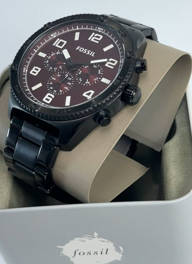 Fossil Brox Multifunction Maroon Dial Black Steel Strap Watch for Women - BQ2803 Buy Now By Fossil
