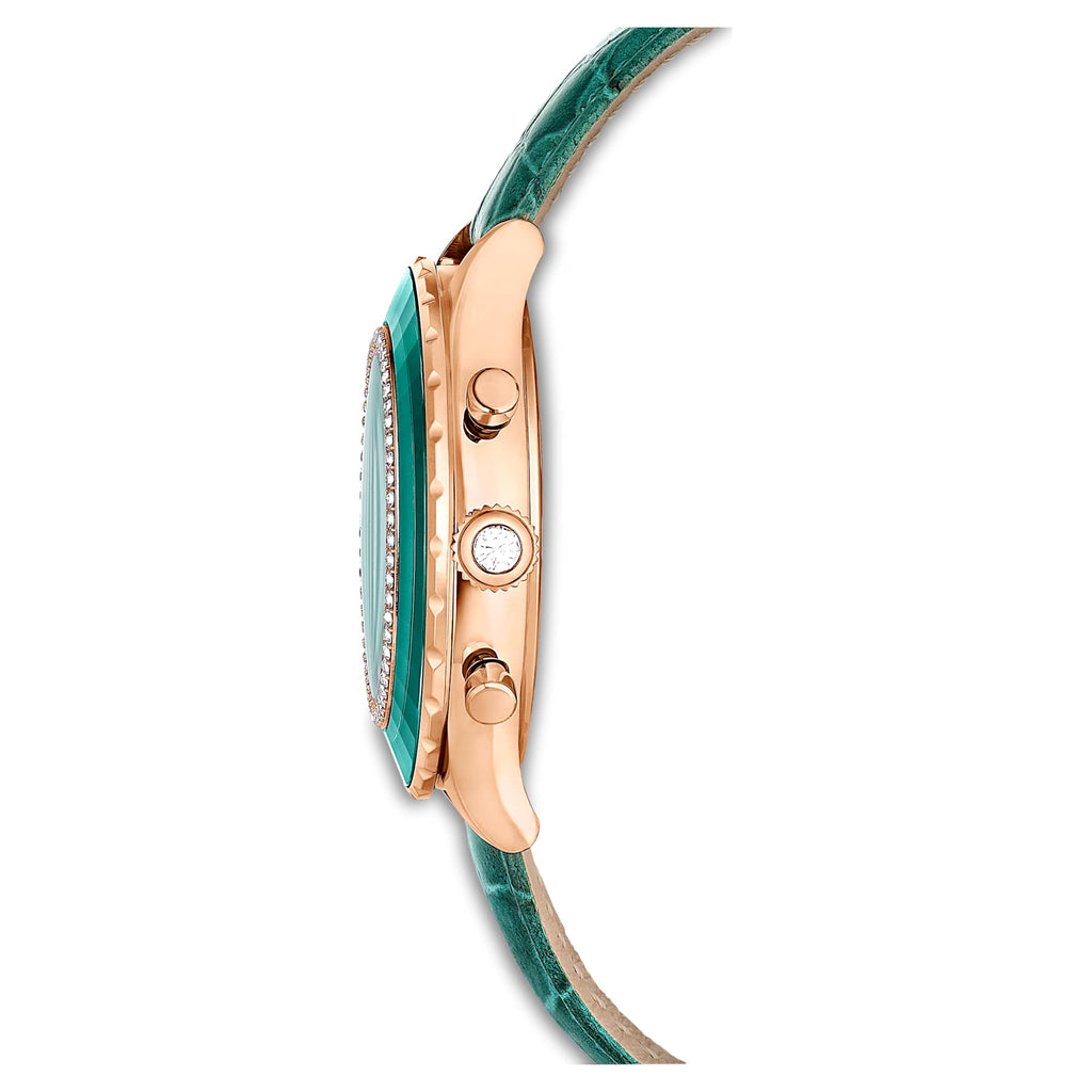 Swarovski Octea Chrono Green Dial Green Leather Strap Watch for Women - 5672931 Buy Now By Swarovski
