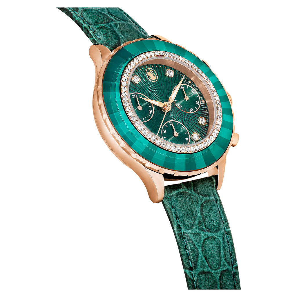Swarovski Octea Chrono Green Dial Green Leather Strap Watch for Women - 5672931 Buy Now By Swarovski