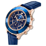Swarovski Octea Lux Chrono Blue Dial Blue Leather Strap Watch for Women - 5563480 Buy Now By Swarovski