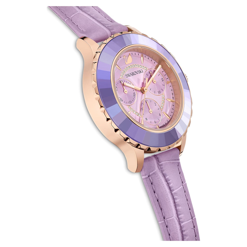 Swarovski Octea Lux Chrono Purple Dial Purple Leather Strap Watch for Women - 5632263 Buy Now By Swarovski