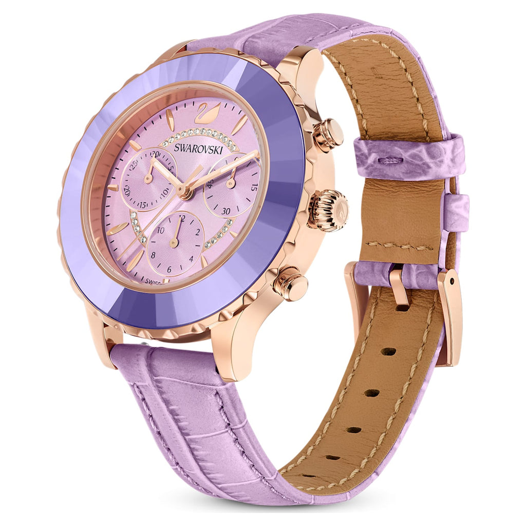 Swarovski Octea Lux Chrono Purple Dial Purple Leather Strap Watch for Women - 5632263 Buy Now By Swarovski