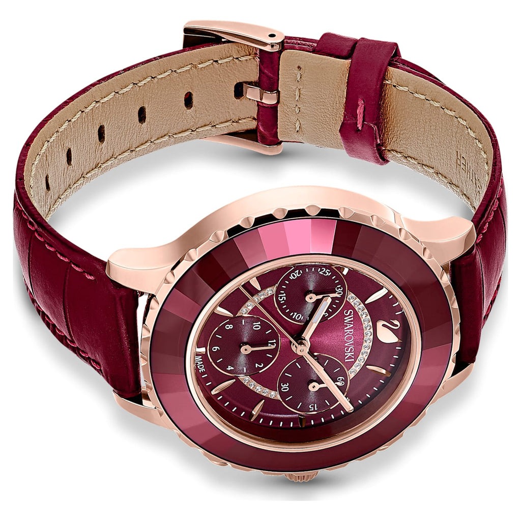 Swarovski Octea Lux Chrono Red Dial Red Leather Strap Watch for Women - 5547642 Buy Now By Swarovski