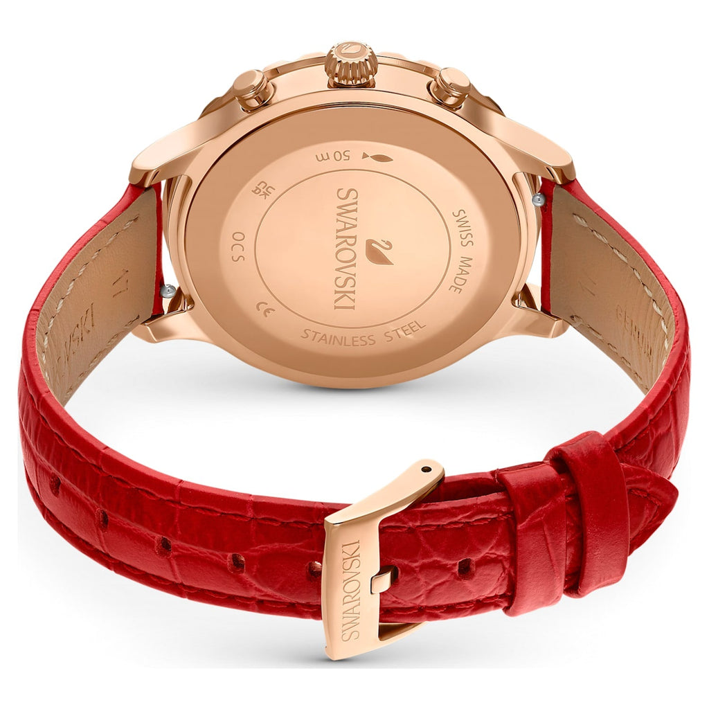 Swarovski Octea Lux Chrono Red Dial Red Leather Strap Watch for Men - 5646975 Buy Now By Swarovski