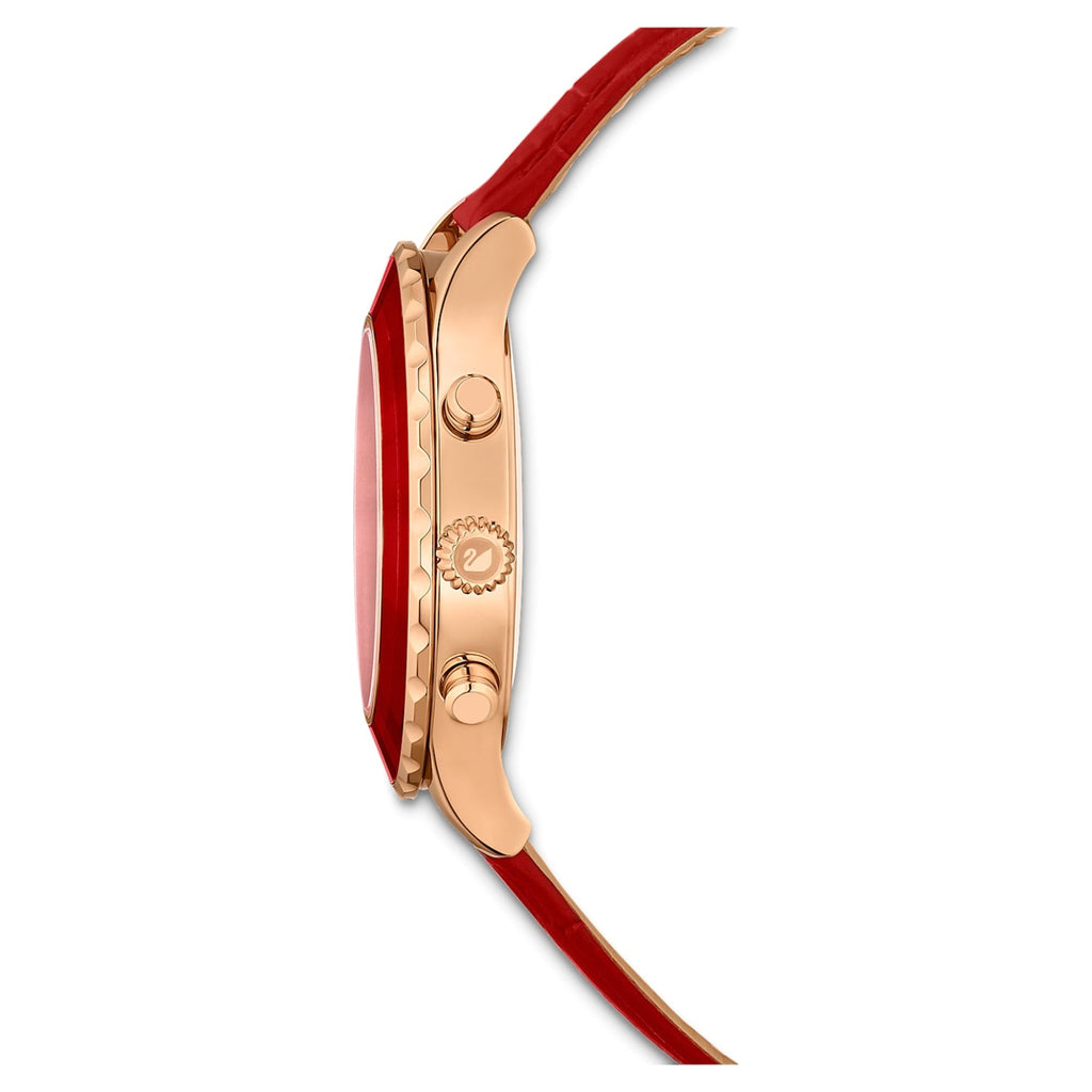 Swarovski Octea Lux Chrono Red Dial Red Leather Strap Watch for Men - 5646975 Buy Now By Swarovski
