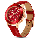 Swarovski Octea Lux Chrono Red Dial Red Leather Strap Watch for Men - 5646975 Buy Now By Swarovski