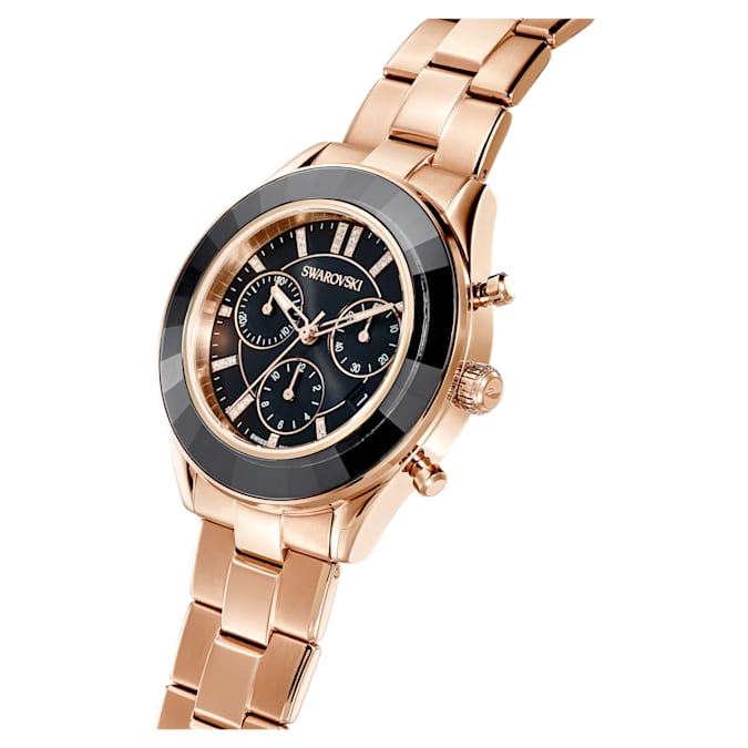 Swarovski Octea Lux Sport Chronograph Black Dial Rose Gold Steel Strap Watch for Women - 5610478 Buy Now By Swarovski