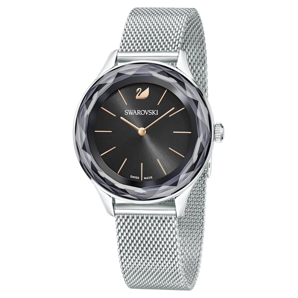 Swarovski Octea Nova Black Dial Silver Mesh Bracelet Watch for Women - 5430420 Buy Now By Swarovski