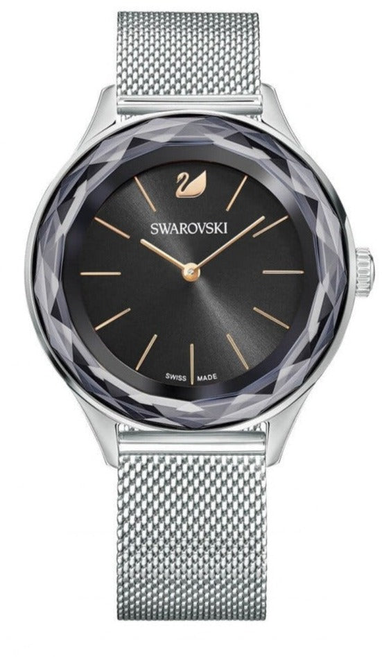 Swarovski Octea Nova Black Dial Silver Mesh Bracelet Watch for Women - 5430420 Buy Now By Swarovski
