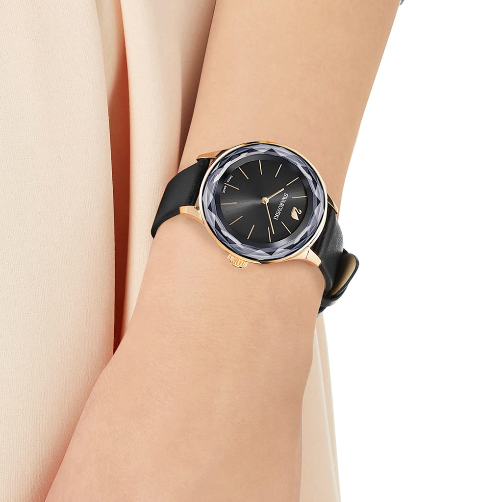 Swarovski Octea Nova Grey Dial Grey Leather Strap Watch for Women - 5295358 Buy Now By Swarovski