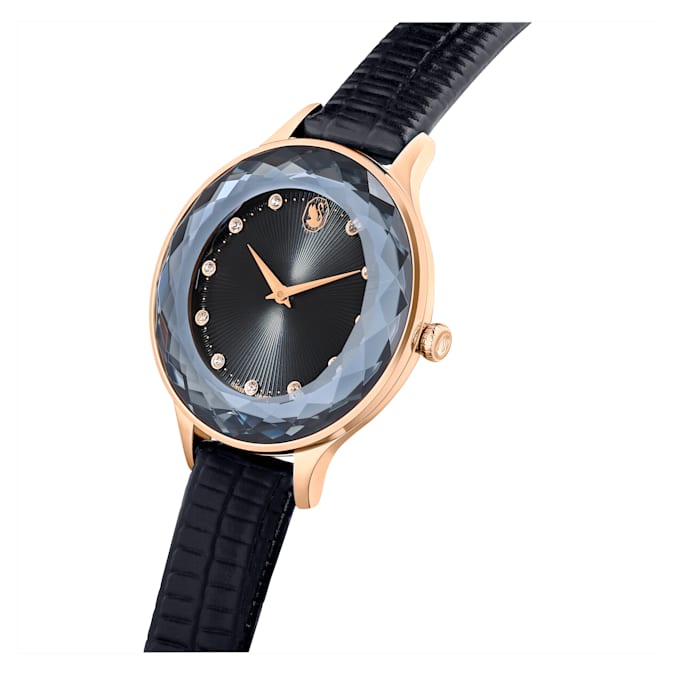 Swarovski Octea Nova Black Dial Black Leather Strap Watch for Women - 5650033 Buy Now By Swarovski