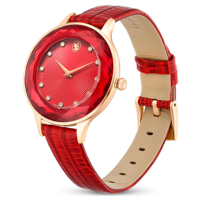 Swarovski Octea Nova Quartz Red Dial Red Leather Strap Watch for Women - 5650002 Buy Now By Swarovski