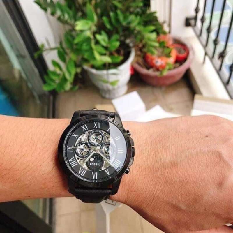 Fossil Grant Automatic Black Dial Black Leather Strap Watch for Men - ME3028 Buy Now By Fossil