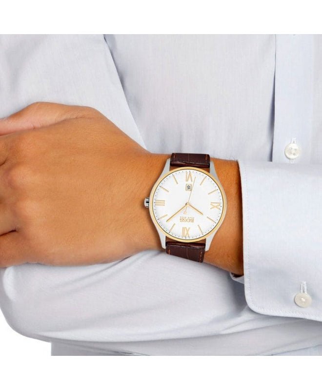 Hugo Boss Classic White Dial Brown Leather Strap Watch for Men - 1513486 Buy Now By Hugo Boss