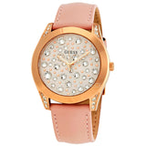 Guess Wonderlust Beige Dial Pink Leather Strap Watch for Women - W1065L1 Buy Now By Guess