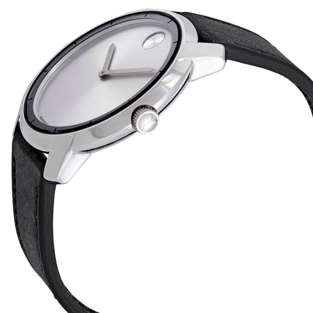 Movado Bold Silver Dial Black Leather Strap Watch For Men - 3600468 Buy Now By Movado