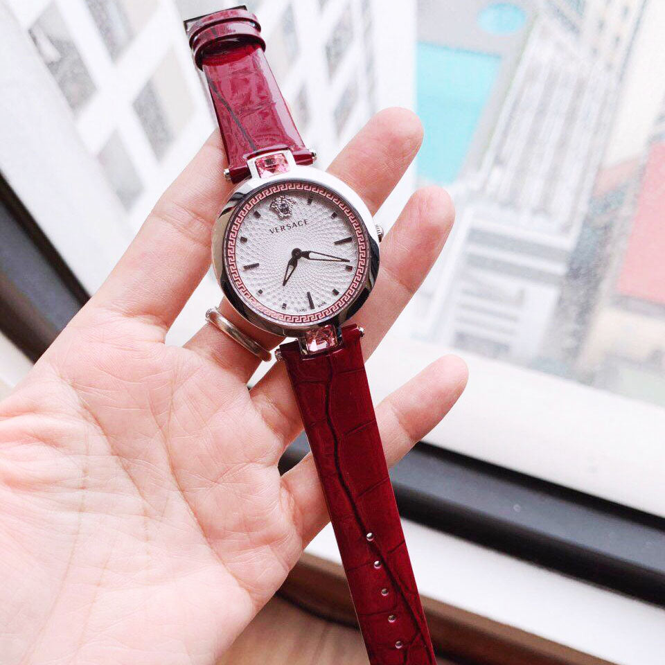 Versace Olympo Crystal Gleam White Dial Purple Leather Strap Watch for Women - VAN010016 Buy Now By Versace