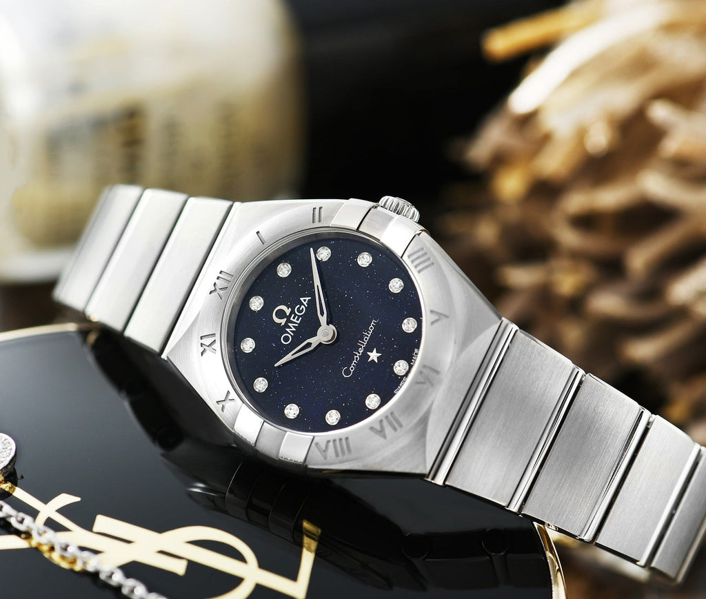 Omega Constellation Manhattan Quartz Diamonds Blue Dial Silver Steel Strap Watch for Women - 131.10.25.60.53.001 Buy Now By Omega