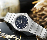 Omega Constellation Manhattan Quartz Diamonds Blue Dial Silver Steel Strap Watch for Women - 131.10.25.60.53.001 Buy Now By Omega