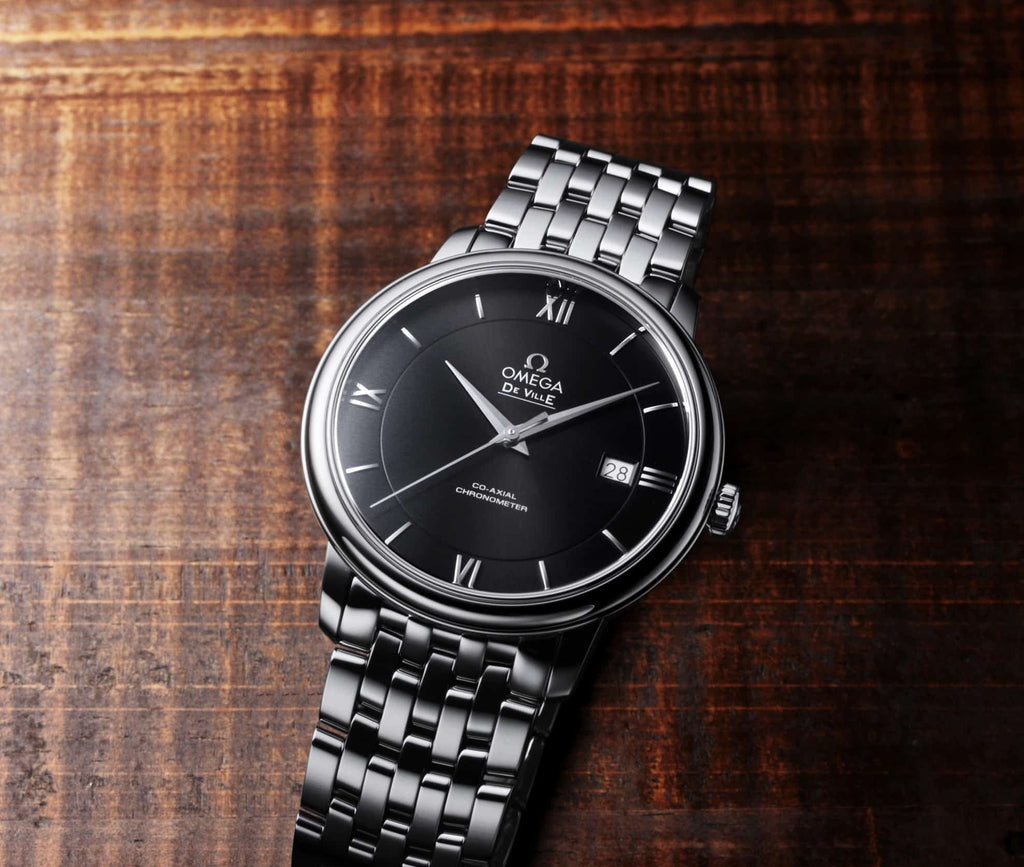 Omega De Ville Prestige Co-Axial Black Dial Silver Steel Strap Watch for Men - 424.10.40.20.01.001 Buy Now By Omega