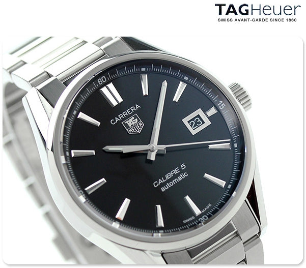 Tag Heuer Carrera Automatic Black Dial Silver Steel Strap Watch for Men - WAR211A.BA0782 Buy Now By Tag Heuer