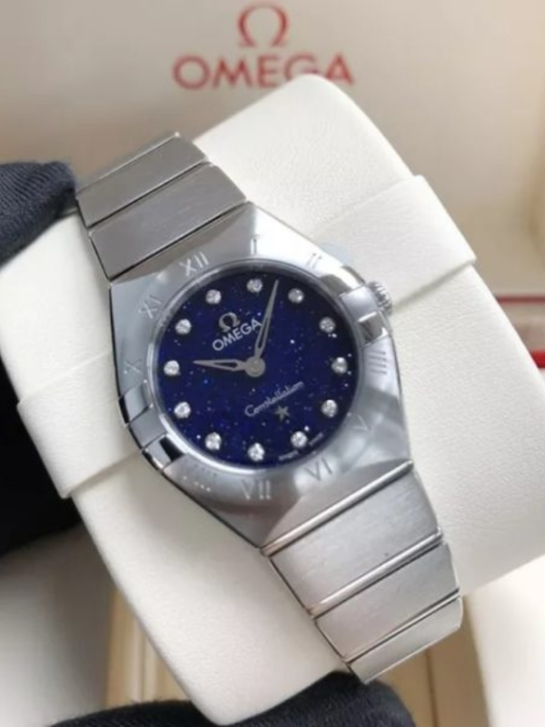 Omega Constellation Manhattan Quartz Diamonds Blue Dial Silver Steel Strap Watch for Women - 131.10.25.60.53.001 Buy Now By Omega