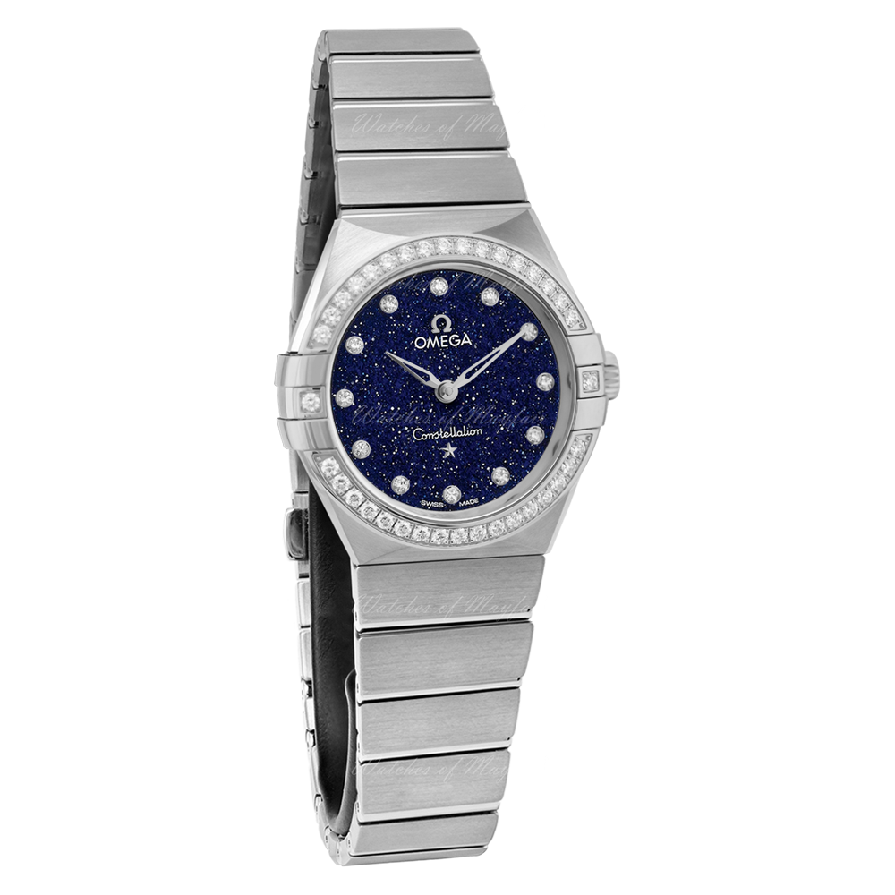 Omega Constellation Manhattan Quartz Diamonds Blue Dial Silver Steel Strap Watch for Women - 131.15.25.60.53.001 Buy Now By Omega