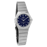 Omega Constellation Manhattan Quartz Diamonds Blue Dial Silver Steel Strap Watch for Women - 131.15.25.60.53.001 Buy Now By Omega