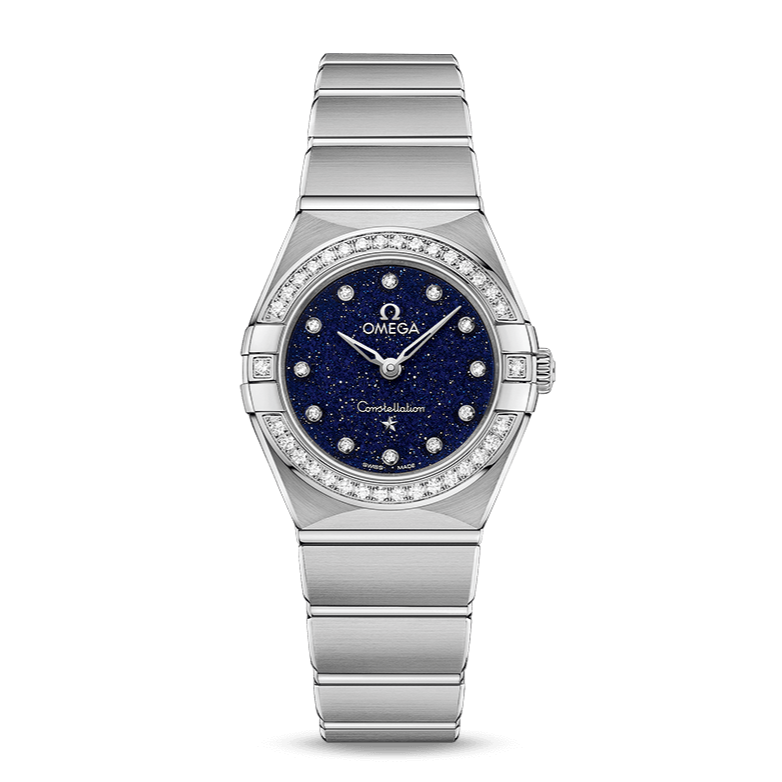 Omega Constellation Manhattan Quartz Diamonds Blue Dial Silver Steel Strap Watch for Women - 131.15.25.60.53.001 Buy Now By Omega