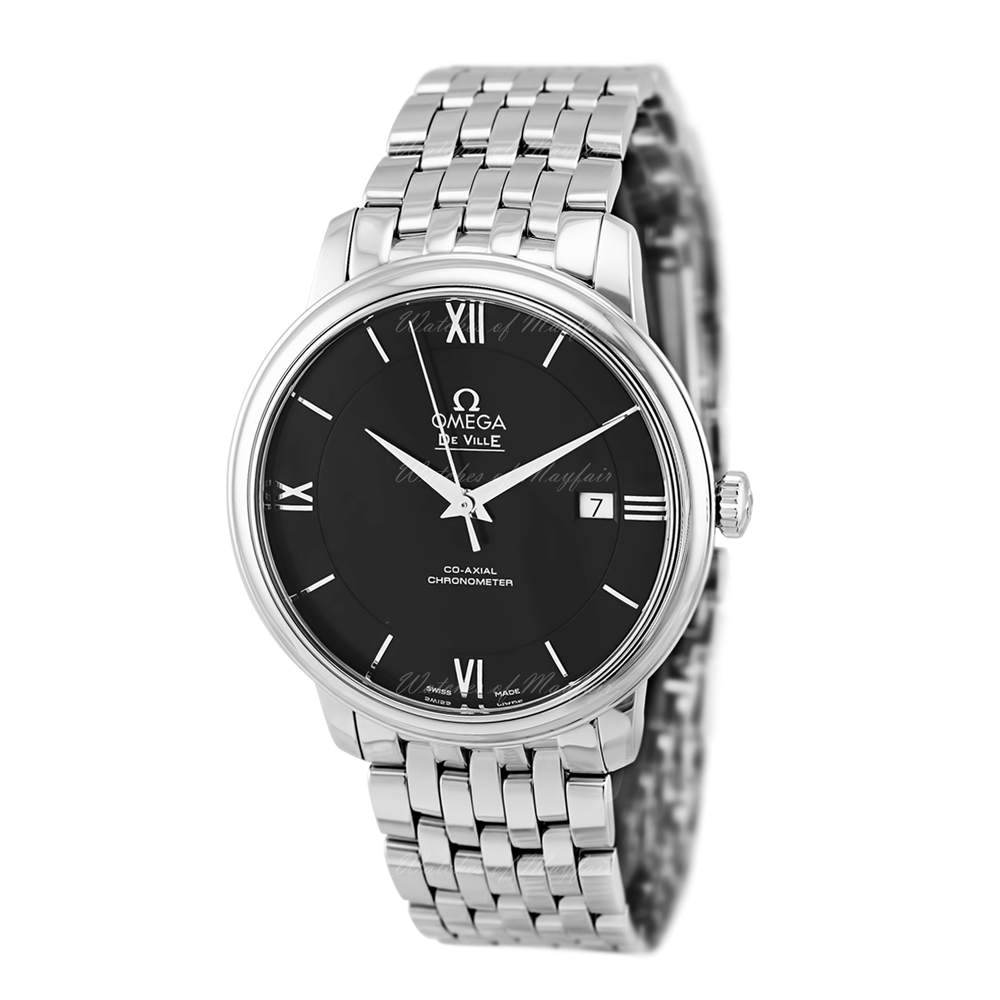Omega De Ville Prestige Co-Axial Black Dial Silver Steel Strap Watch for Men - 424.10.40.20.01.001 Buy Now By Omega