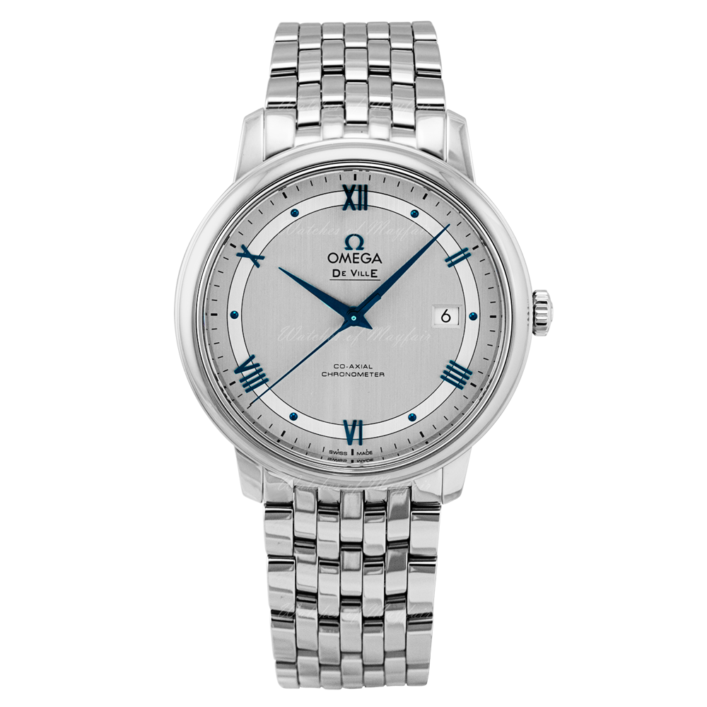 Omega De Ville Prestige Co-Axial Rhodium Silver Dial Silver Steel Strap Watch for Men - 424.10.40.20.02.001 Buy Now By Omega