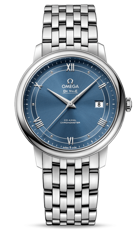 Omega De Ville Prestige Co-Axial Blue Dial Silver Steel Strap Watch for Men - 424.10.40.20.03.002 Buy Now By Omega