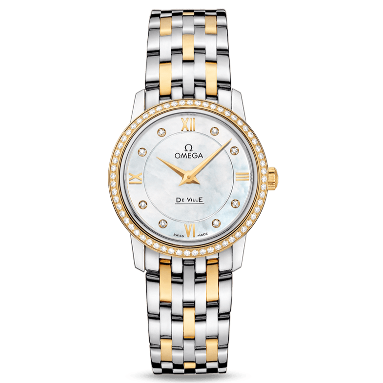 Omega De Ville Prestige Quartz Diamonds Mother of Pearl Dial Two Tone Steel Strap Watch for Women - 424.25.27.60.55.001 Buy Now By Omega