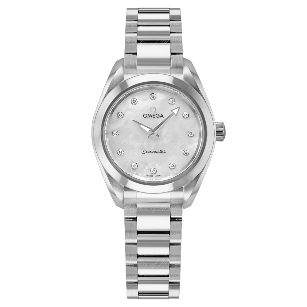 Omega Seamaster Aqua Terra Quartz Diamonds Mother of Pearl Dial Silver Steel Strap Watch for Women - 220.10.28.60.55.001 Buy Now By Omega