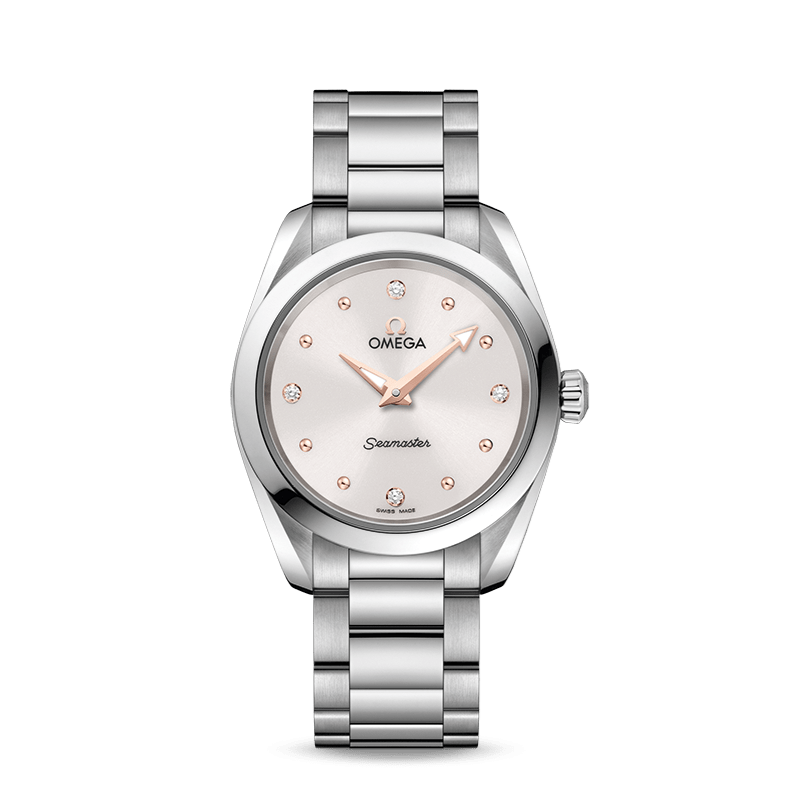 Omega Seamaster Aqua Terra Quartz Diamond Silver Dial Silver Steel Strap Watch for Women - 220.10.28.60.54.001 Buy Now By Omega