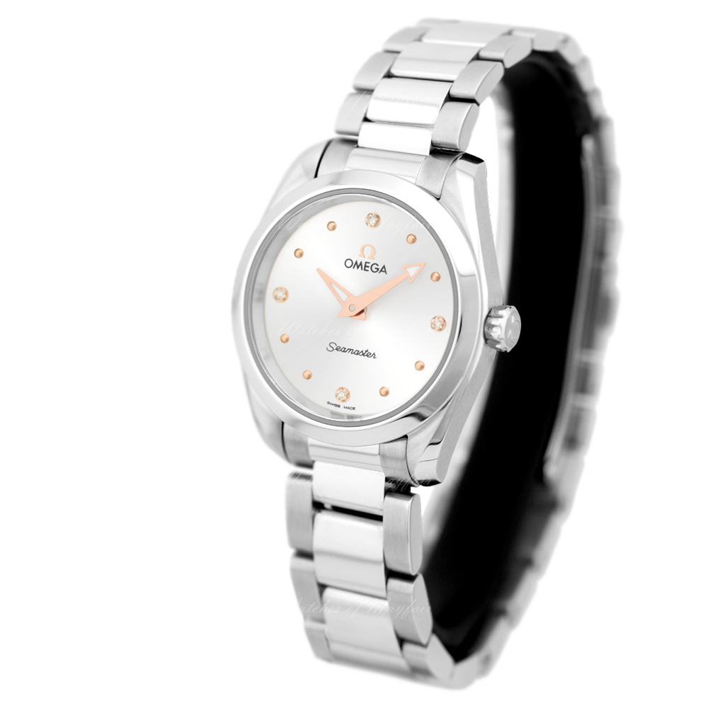 Omega Seamaster Aqua Terra Quartz Diamond Silver Dial Silver Steel Strap Watch for Women - 220.10.28.60.54.001 Buy Now By Omega